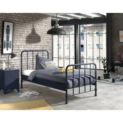 Vipack bed Bronxx - denim blauw - 90x200 cm