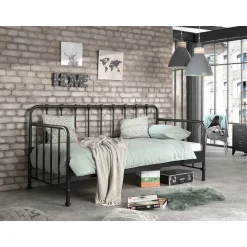 Vipack Bedbank Bronxx - zwart - 90x200 cm