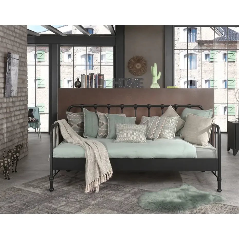 Vipack Bedbank Bronxx - zwart - 90x200 cm