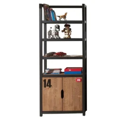 Vipack boekenkast Alex - bruin/zwart - 200x80x40 cm