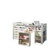 Vipack halfhoogslaper Pino met bureau - incl. lades - wit - 114x105x209,3 cm