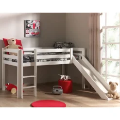 Vipack halfhoogslaper Pino met glijbaan - wit - 90x200 cm