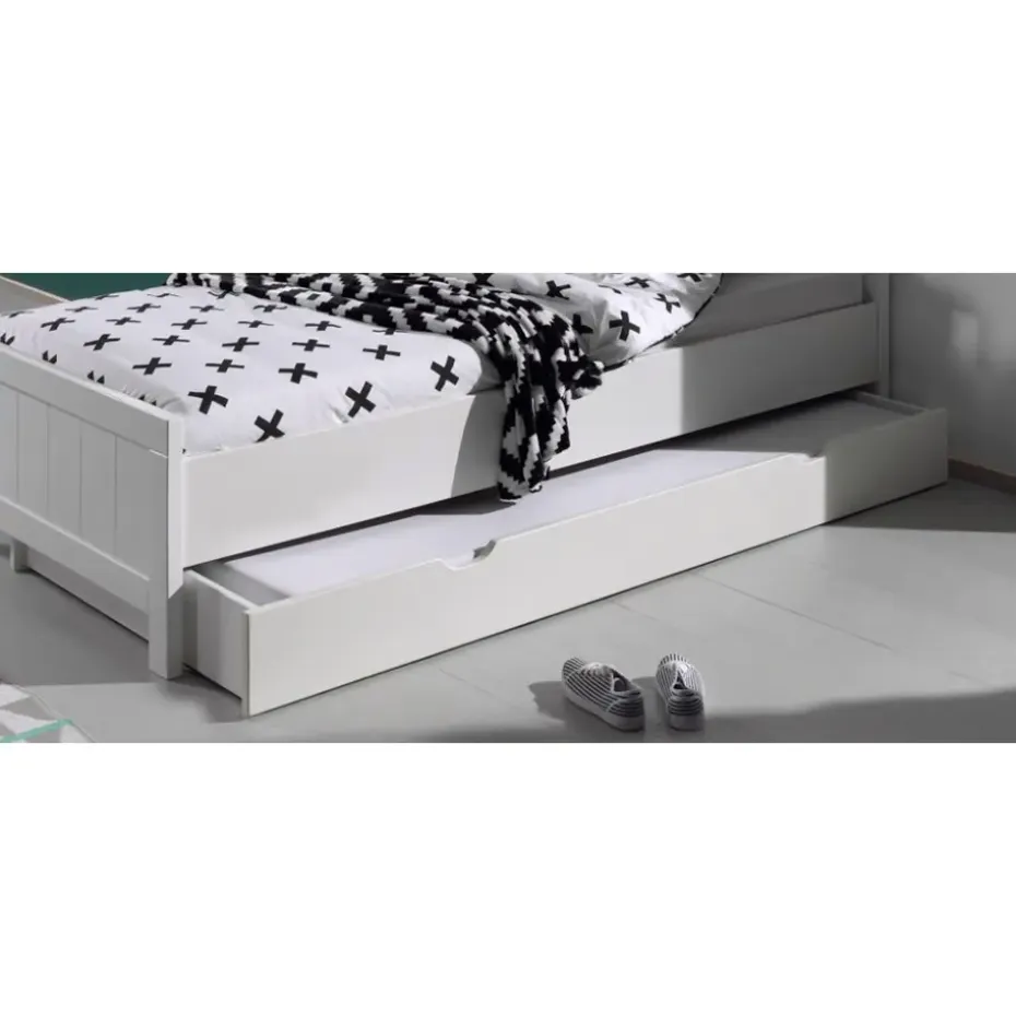 Vipack rolbed Erik op wielen - wit - 18,5x94x199 cm