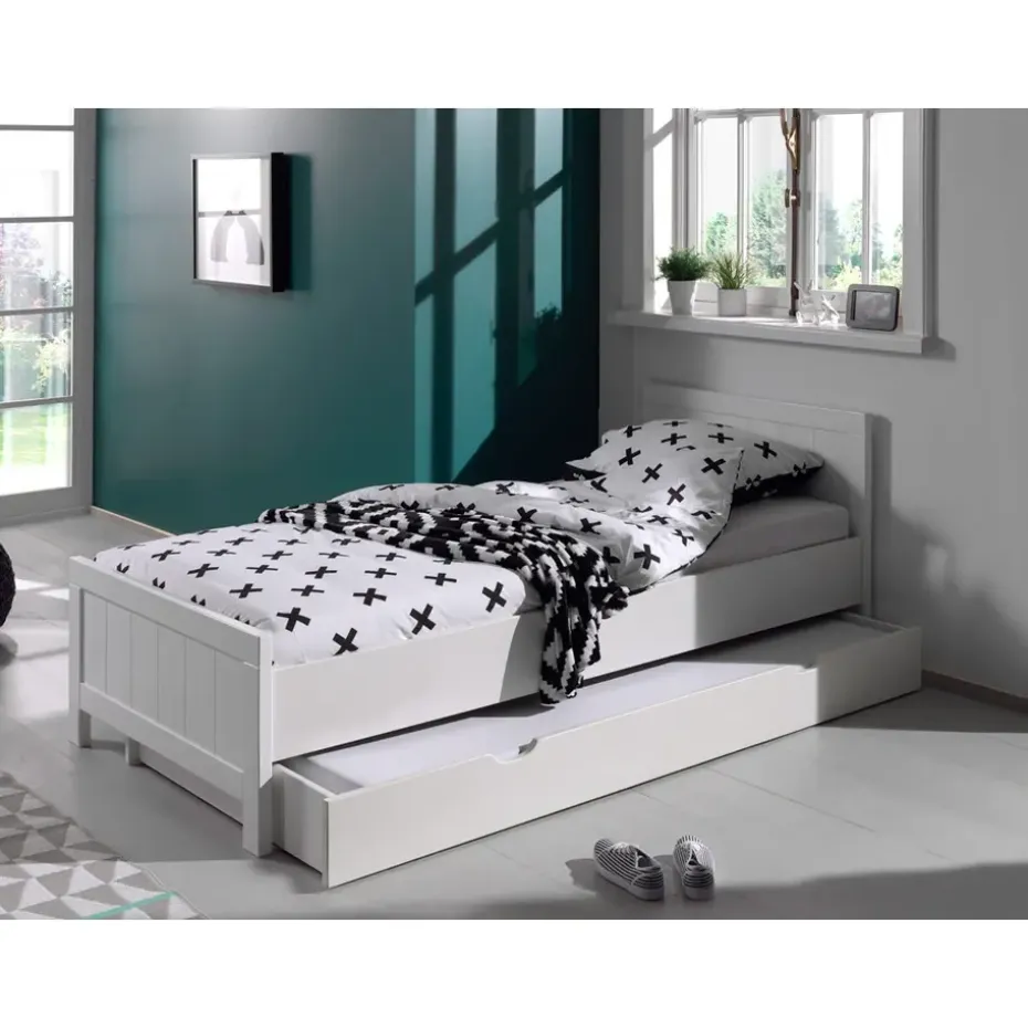 Vipack rolbed Erik op wielen - wit - 18,5x94x199 cm