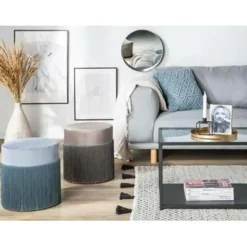 VIRGINIA - Poef - Beige - 36 cm - Fluweel