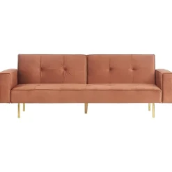 VISNES - Slaapbank 3-zits - Goudbruin - Fluweel
