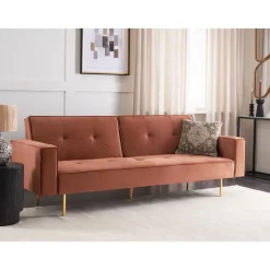 VISNES - Slaapbank 3-zits - Goudbruin - Fluweel