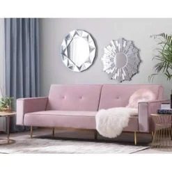 VISNES - Slaapbank 3-zits - Roze - Fluweel