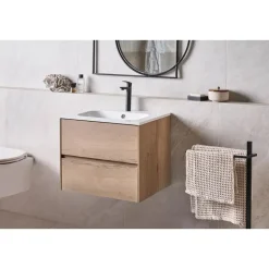 VITA - Wandgemonteerd meubel met wasbak - Lichtbruin - MDF