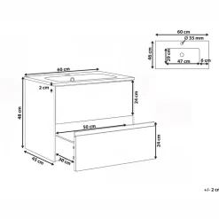 VITA - Wandgemonteerd meubel met wasbak - Lichtbruin - MDF