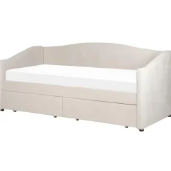 VITTEL - Bed met opberger - Beige - Polyester