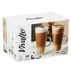 Vivalto Caffe Latte/koffie glazen Paris - glas - 6x - 280 ml