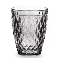 Vivalto Drinkglazen Diamonds - grijs glas - 6x - 250 ml