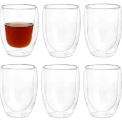 Vivalto dubbelwandige koffie/theeglazen - 6x - glas - 326 ml