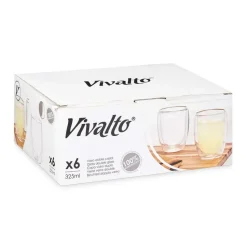 Vivalto dubbelwandige koffie/theeglazen - 6x - glas - 326 ml