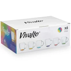 Vivalto Koffie/thee glazen - 6x stuks - glas - met tint - 310 ml