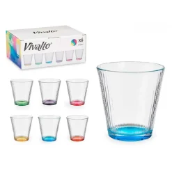 Vivalto Waterglazen/drinkglazen - 6x - kleurenmix - 310 ml - 9 cm