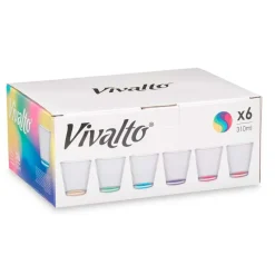 Vivalto Waterglazen/drinkglazen - 6x - kleurenmix - 310 ml - 9 cm