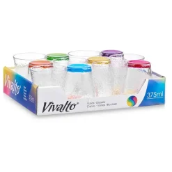 Vivalto Waterglazen/drinkglazen - 12x - mix - 375 ml - 10 cm