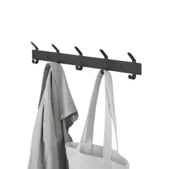 Wand Kapstok in Metaal, Hangende Muurkapstok van 49 cm Lang met 10 Haken, Zwart