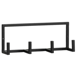 Wandhaak Aken 4 haken - zwart - 12x30,5x8 cm