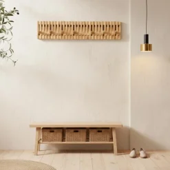 Wandkapstok - Kapstok met 28 verstelbare Haken - 87 cm lengte - Bamboe