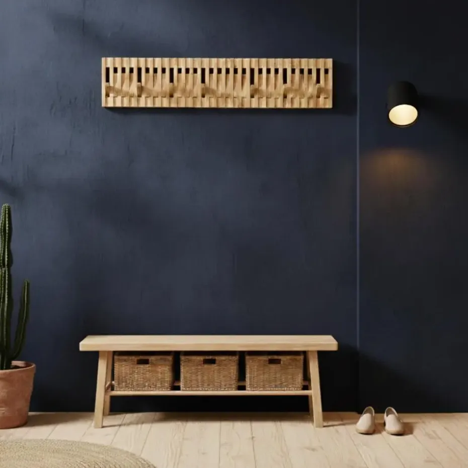 Wandkapstok - Kapstok met 28 verstelbare Haken - 87 cm lengte - Bamboe