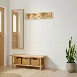 Wandkapstok - Kapstok met 28 verstelbare Haken - 87 cm lengte - Bamboe