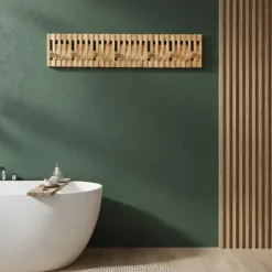 Wandkapstok - Kapstok met 28 verstelbare Haken - 87 cm lengte - Bamboe