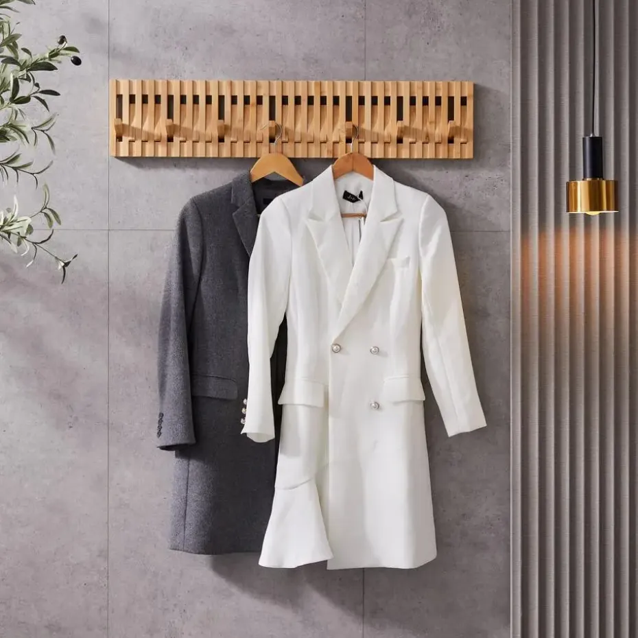 Wandkapstok - Kapstok met 28 verstelbare Haken - 87 cm lengte - Bamboe