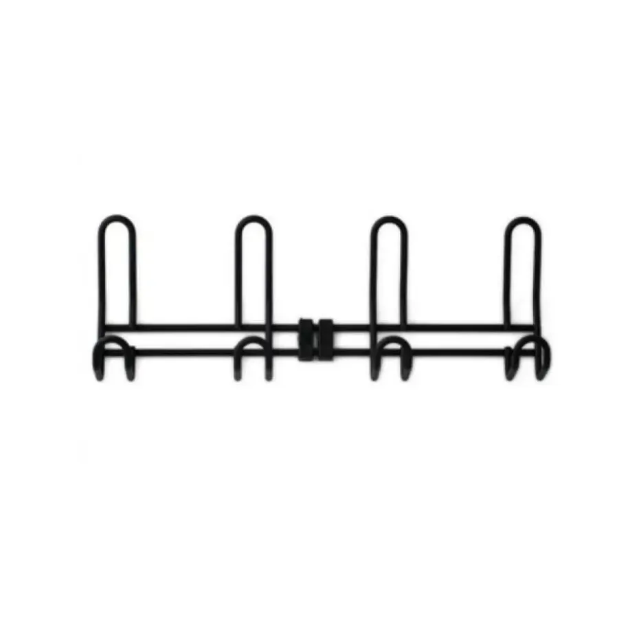 Wandkapstok - zwart - 4-haaks - aluminium - 12,6 x 38 cm