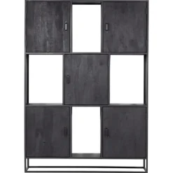 Wandkast 5-deurs - Zwart Mangohout - 150x40x210 - Jenny