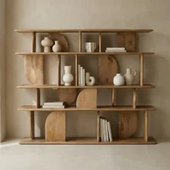 Wandkast Naturel Mangohout - Open - 170x35x140cm - Solis