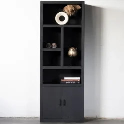 Wandkast Zwart - 80x45x220cm - Kast Xander