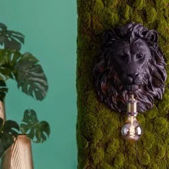 Wandlamp Lion - Zwart - 33.5x19x40.5cm