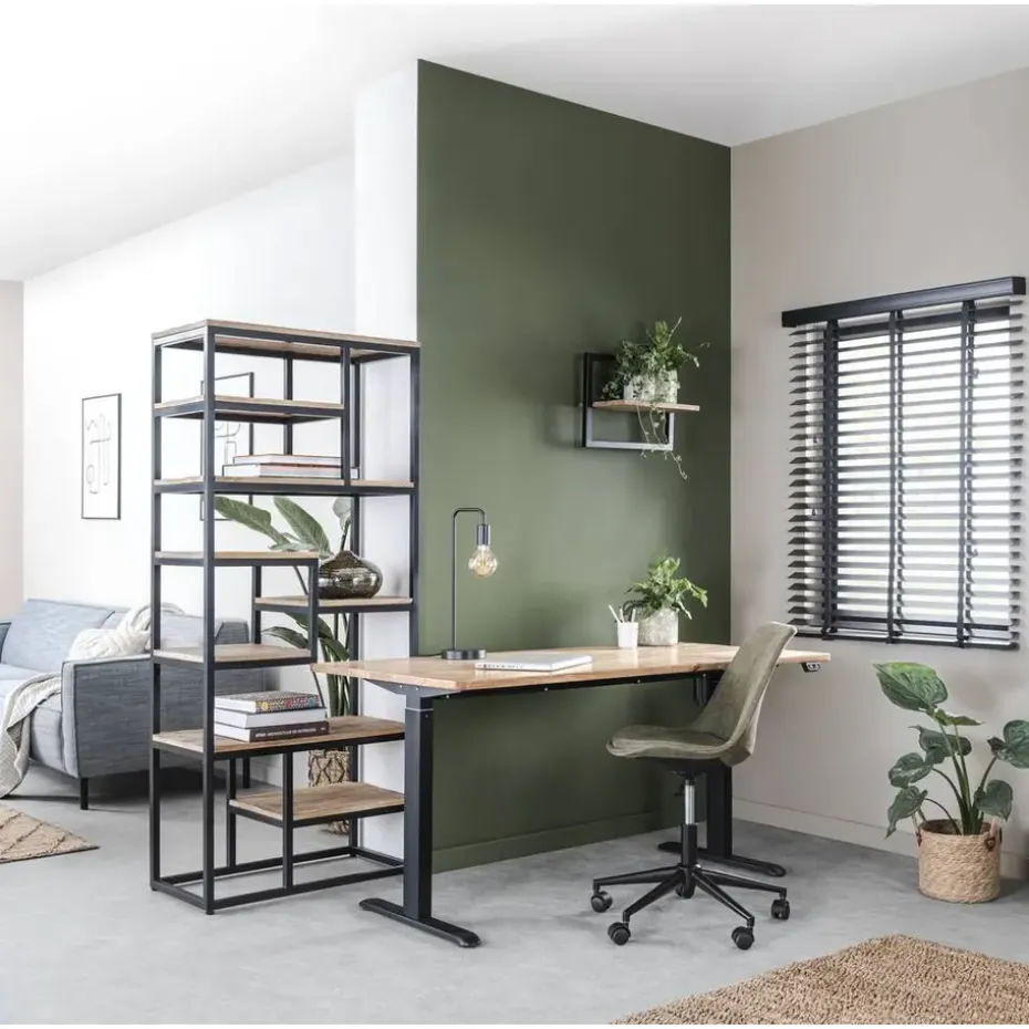 Wandmeubel Kyan - zwart/naturel - 180x80x40 cm