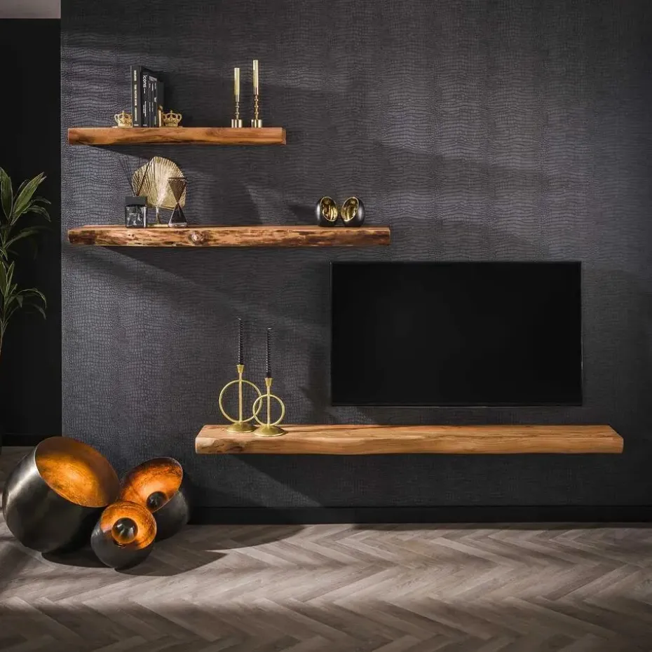 Wandplank Acaciahout 150cm - 150x25x8cm - Plank Tree