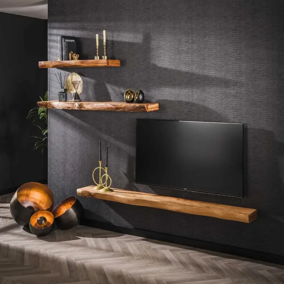 Wandplank Acaciahout 150cm - 150x25x8cm - Plank Tree