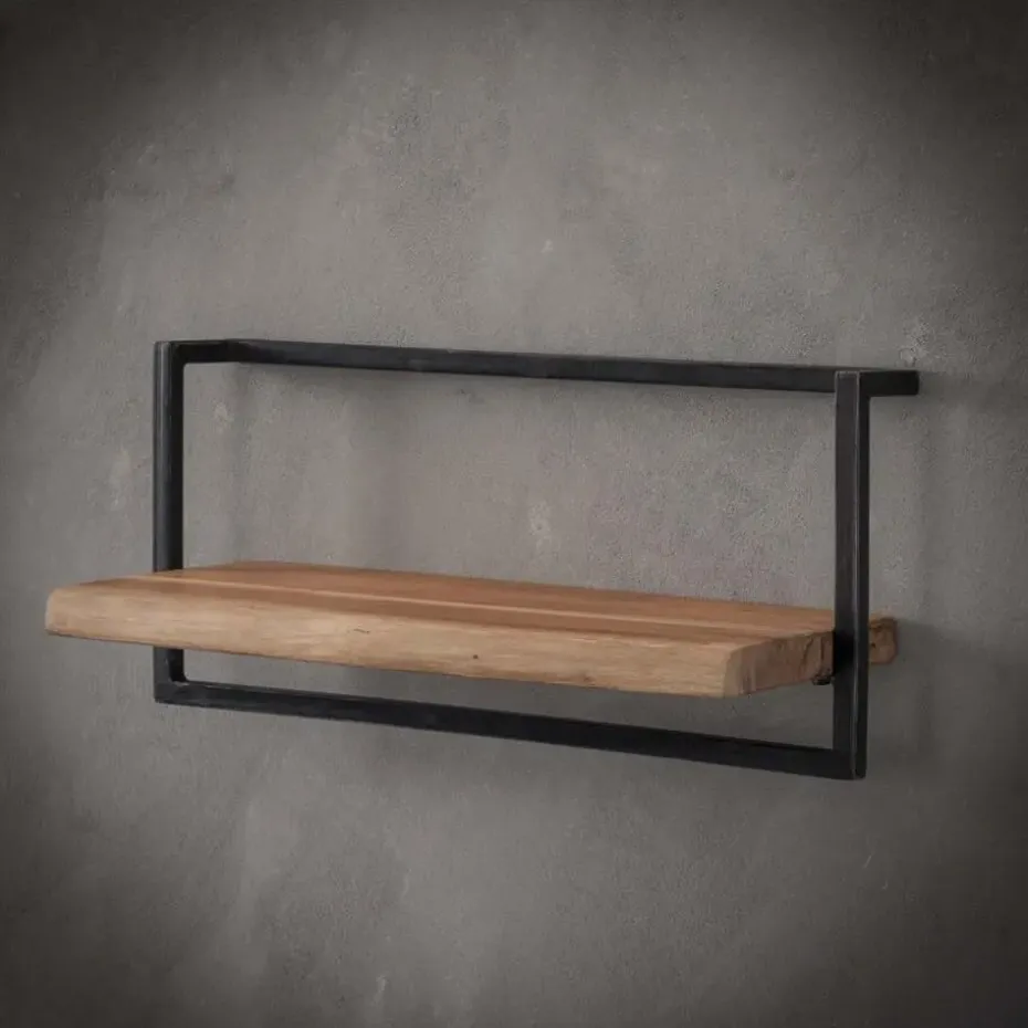 Wandplank Edge 65x25x30cm - Acaciahout & Metaal