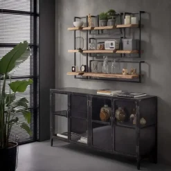 Wandplank Edge 65x25x30cm - Acaciahout & Metaal