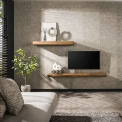 Wandplank Naturel Hout - 118x35x10cm - Sleek