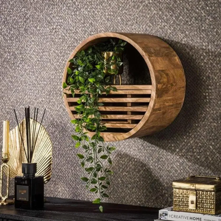 Wandplank Wes ø40cm x25cm-zandkleurig mangohout