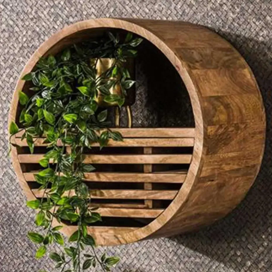 Wandplank Wes ø40cm x25cm-zandkleurig mangohout