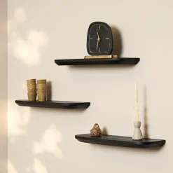 Wandplank Zwart - Set van 3 - 60x20x15cm - Gusta