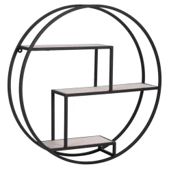 Wandplank Zwart Ø62cm - Metaal & Hout - Wandplank Rotterdam