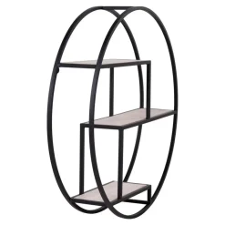 Wandplank Zwart Ø62cm - Metaal & Hout - Wandplank Rotterdam