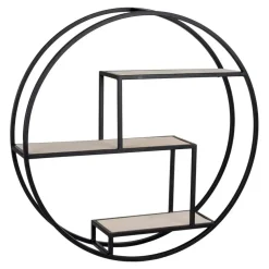 Wandplank Zwart Ø62cm - Metaal & Hout - Wandplank Rotterdam
