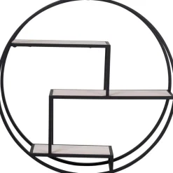 Wandplank Zwart Ø62cm - Metaal & Hout - Wandplank Rotterdam