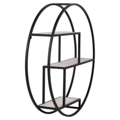 Wandplank Zwart Ø62cm - Metaal & Hout - Wandplank Rotterdam