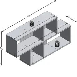 Wandrek Nora - donkerbruin/grijs - 53x100x19,5 cm